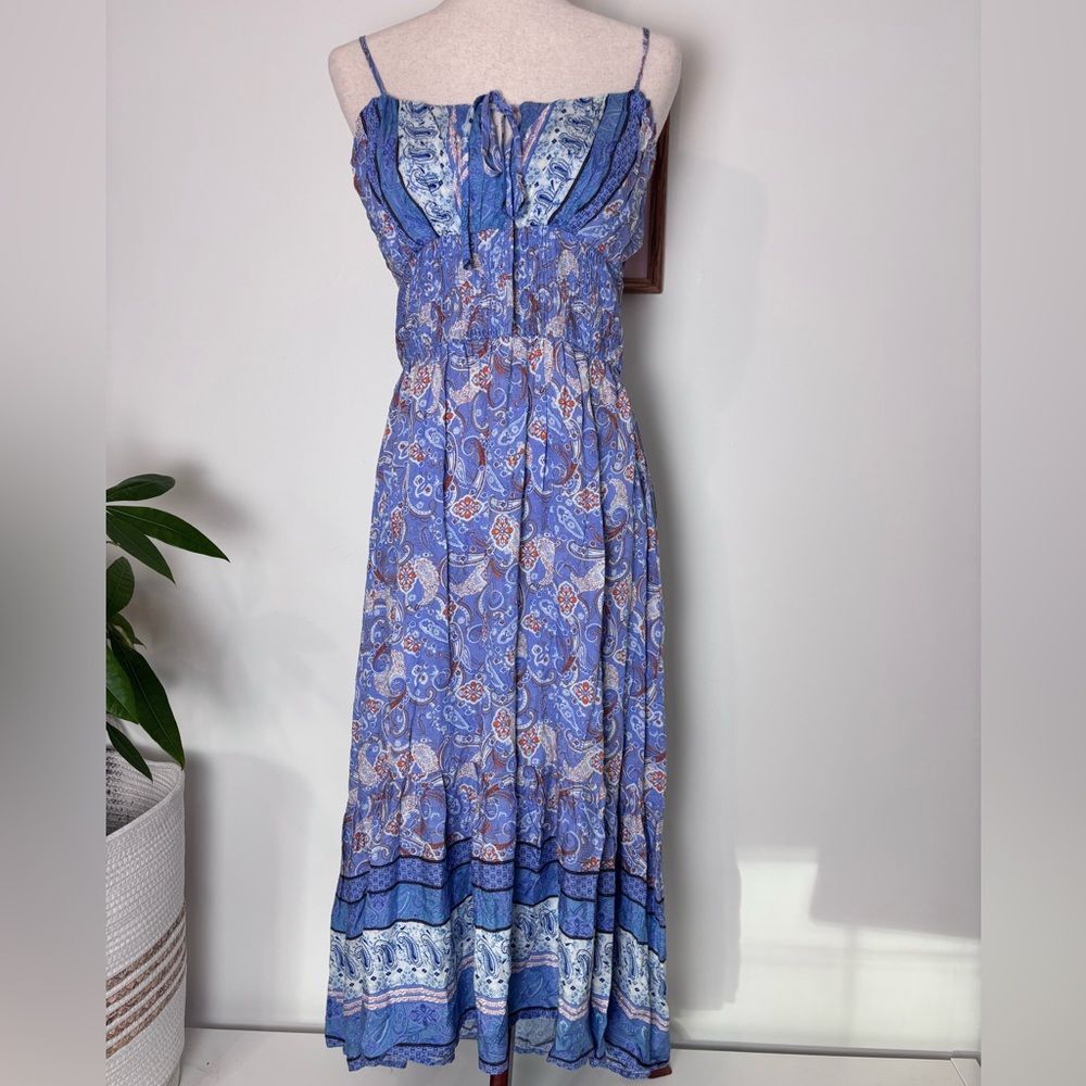 Millibon Rayon Medium Blue and Orange Boutique Dress